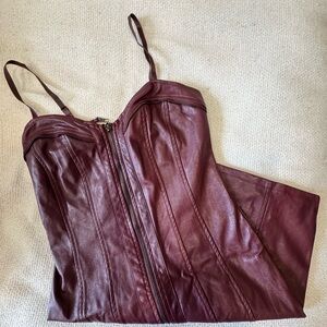Burgundy Leather Corset Top